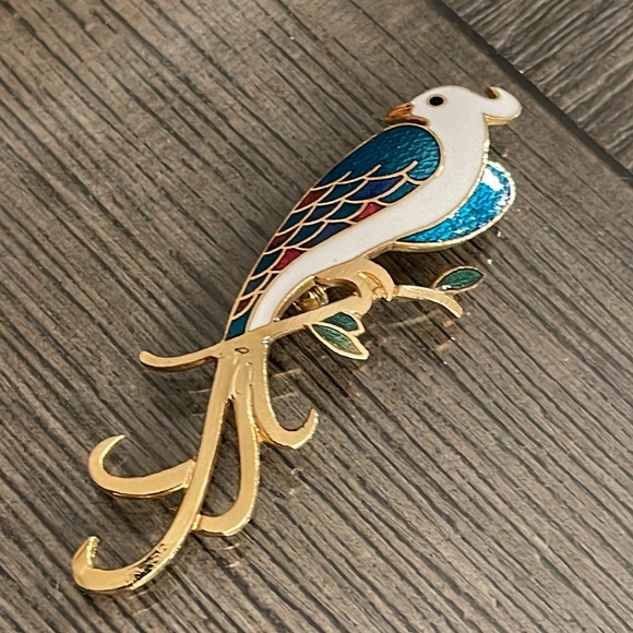 Vintage Enamel Cloisonné Peacock Bird Pin - Brooch - Picture 3 of 16